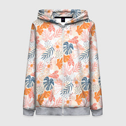 Женская толстовка на молнии Паттерн узор листьев