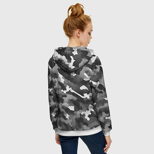 Женская толстовка на молнии Серый камуфляж внутренних войск / 3D-Белый – фото 4