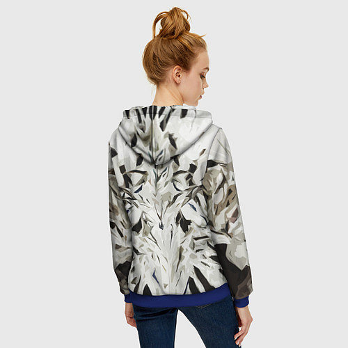 Женская толстовка на молнии Black and white abstraction / 3D-Синий – фото 4