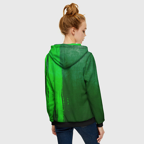 Женская толстовка на молнии Sabaton - green gradient по-вертикали / 3D-Черный – фото 4