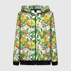 Толстовка на молнии женская Груша и птичка зеленушка, цвет: 3D-черный