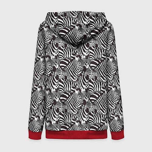 Женская толстовка на молнии Абстрактный черно-белый узор с зеброй / 3D-Красный – фото 2