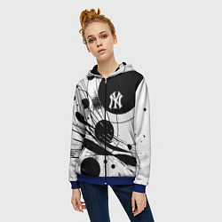 Толстовка на молнии женская New York Yankees baseball team - abstraction, цвет: 3D-синий — фото 2