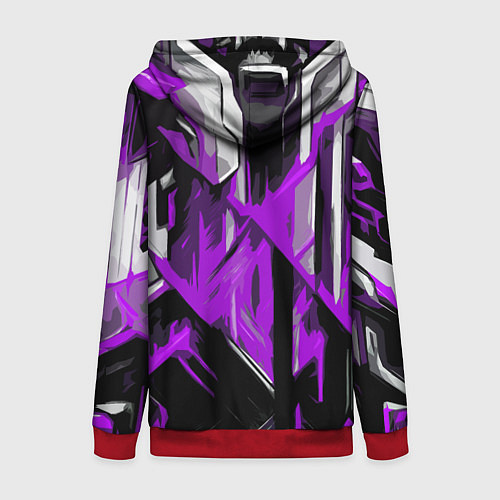 Женская толстовка на молнии White and purple abstraction on a black background / 3D-Красный – фото 2