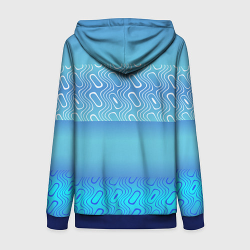 Женская толстовка на молнии Синие и белые волны / 3D-Синий – фото 2