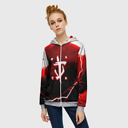 Толстовка на молнии женская Doom storm logo, цвет: 3D-меланж — фото 2