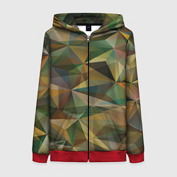 Толстовка на молнии женская Милитари абстракция стекло, цвет: 3D-красный