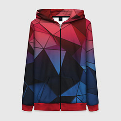 Толстовка на молнии женская Абстрактная геометрия polygon, цвет: 3D-красный