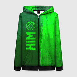 Женская толстовка на молнии HIM - green gradient по-вертикали