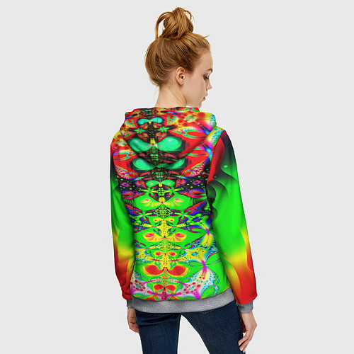 Женская толстовка на молнии Оптический фрактал кислота / 3D-Меланж – фото 4