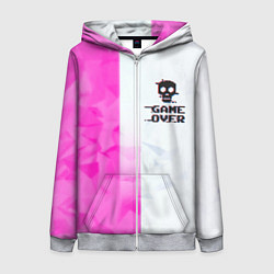 Женская толстовка на молнии Game over pink abstraction