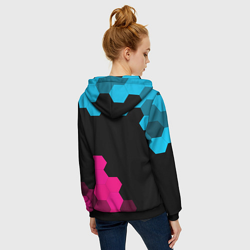 Женская толстовка на молнии Deadlock - neon gradient вертикально / 3D-Черный – фото 4