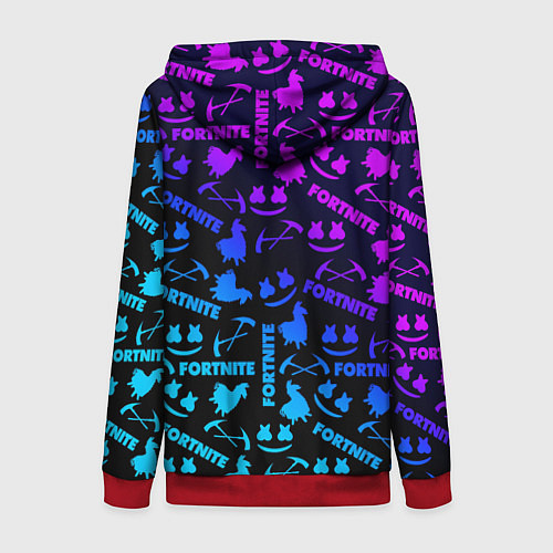 Женская толстовка на молнии Фортнайт неон / 3D-Красный – фото 2