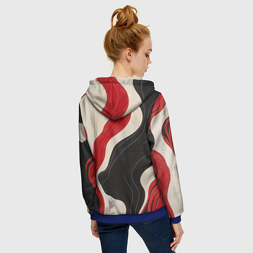 Женская толстовка на молнии Абстрактные волнистые полосы / 3D-Синий – фото 4