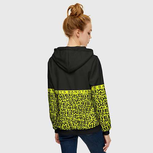 Женская толстовка на молнии BTS pattern kpop / 3D-Черный – фото 4