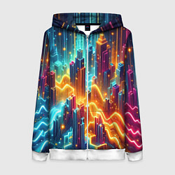 Толстовка на молнии женская Neon metropolis - vaporwave, цвет: 3D-белый