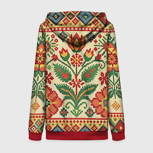 Женская толстовка на молнии Славянский узор и орнамент / 3D-Красный – фото 2