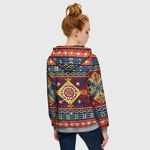 Женская толстовка на молнии Стиль советского ковра узоры и орнамент / 3D-Меланж – фото 4