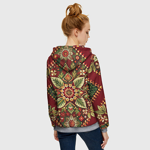 Женская толстовка на молнии Стиль советского ковра узоры и орнамент / 3D-Меланж – фото 4