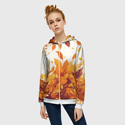 Толстовка на молнии женская Осенние опавшие листья, цвет: 3D-белый — фото 2