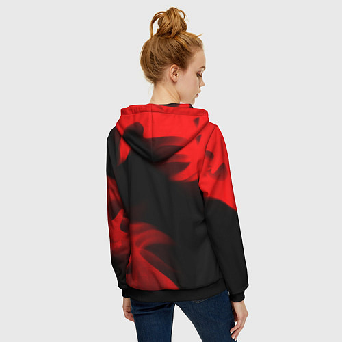 Женская толстовка на молнии Fiat - red gradient вертикально / 3D-Черный – фото 4