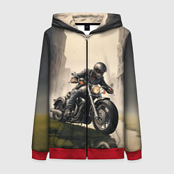 Толстовка на молнии женская Скетч байкер, цвет: 3D-красный