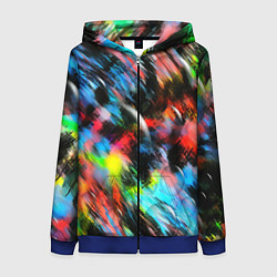 Толстовка на молнии женская Цветные краски абстракция, цвет: 3D-синий