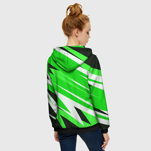 Женская толстовка на молнии Geometry stripes green / 3D-Черный – фото 4