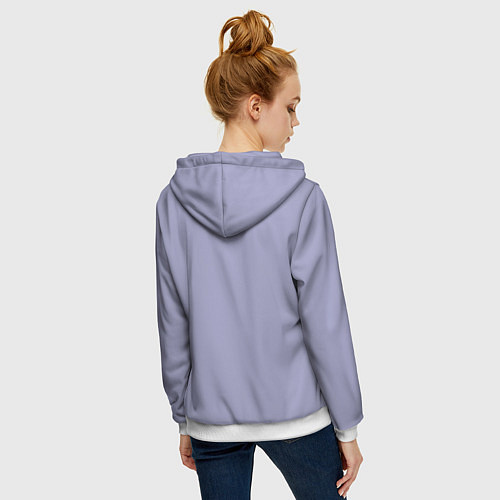 Женская толстовка на молнии Эмоция хандры - бледно-фиолетовый / 3D-Белый – фото 4