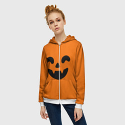 Толстовка на молнии женская Весёлая тыква верх, цвет: 3D-белый — фото 2
