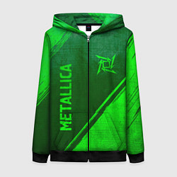 Толстовка на молнии женская Metallica - green gradient вертикально, цвет: 3D-черный