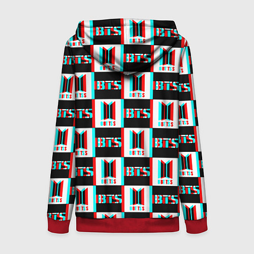 Женская толстовка на молнии BTS glitch pattern / 3D-Красный – фото 2