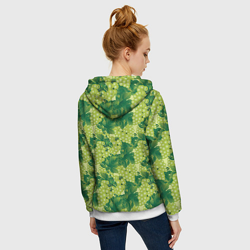 Женская толстовка на молнии Виноградный цветной паттерн / 3D-Белый – фото 4
