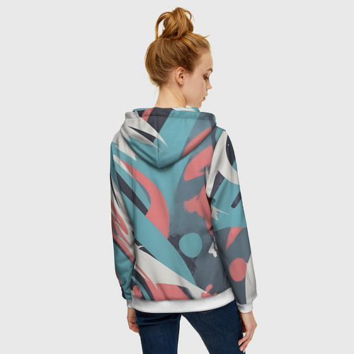 Женская толстовка на молнии Граффити в пастельных тонах абстракция / 3D-Белый – фото 4