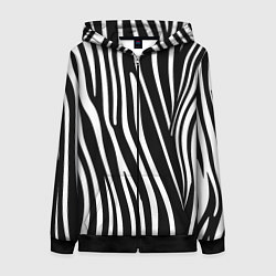 Толстовка на молнии женская Полоски зебры, цвет: 3D-черный