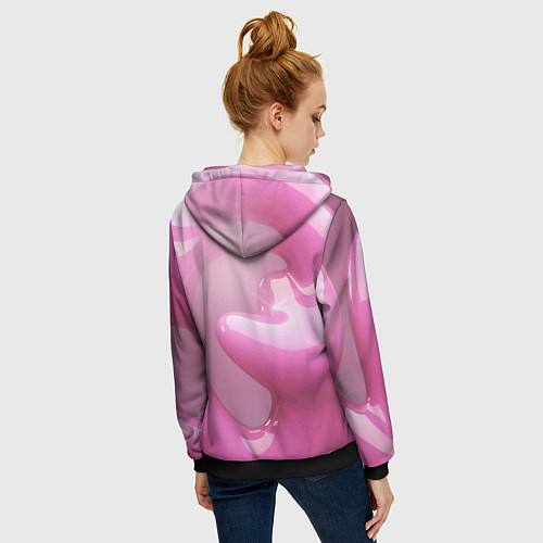 Женская толстовка на молнии Розовые краски абстракция / 3D-Черный – фото 4