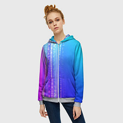 Толстовка на молнии женская Неоновая абстракция полосы, цвет: 3D-меланж — фото 2