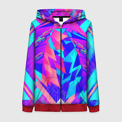 Толстовка на молнии женская Неоновая текстура грани, цвет: 3D-красный
