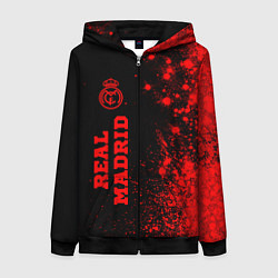 Толстовка на молнии женская Real Madrid - red gradient по-вертикали, цвет: 3D-черный