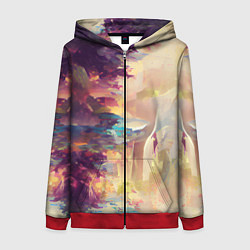 Толстовка на молнии женская Слияние цветов, цвет: 3D-красный