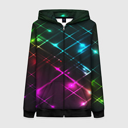 Толстовка на молнии женская Неоновый свет абстракция, цвет: 3D-черный