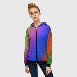 Толстовка на молнии женская Градиент полосы, цвет: 3D-черный — фото 2