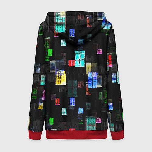 Женская толстовка на молнии Окна ночного города / 3D-Красный – фото 2