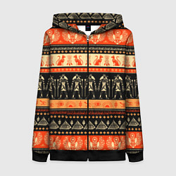 Толстовка на молнии женская Египетский паттерн, цвет: 3D-черный