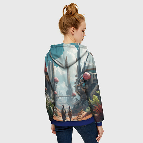 Женская толстовка на молнии Планета фантастика / 3D-Синий – фото 4