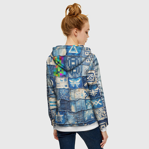 Женская толстовка на молнии Пэчворк с игровыми значками / 3D-Белый – фото 4