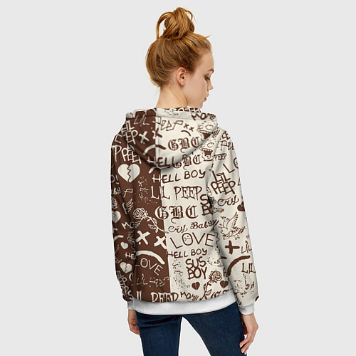 Женская толстовка на молнии Lil peep retro pattern / 3D-Белый – фото 4