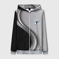 Женская толстовка на молнии Tesla carbon metal