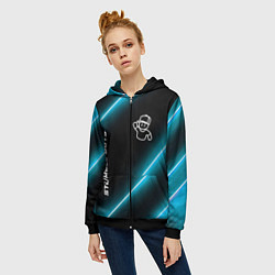 Толстовка на молнии женская Stumble Guys неоновые лампы, цвет: 3D-черный — фото 2