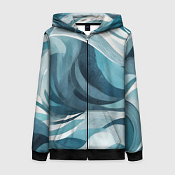 Толстовка на молнии женская Океан абстракция волны, цвет: 3D-черный